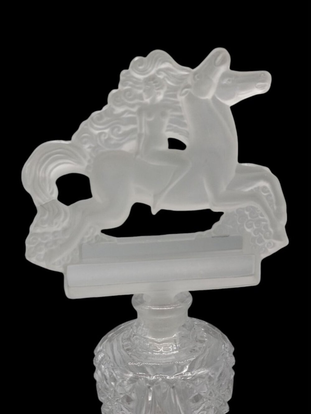 Lady Godiva Crystal Perfume Bottle Czechoslovakia Nude Horseback Stopper 1930s - Picture 3 of 16